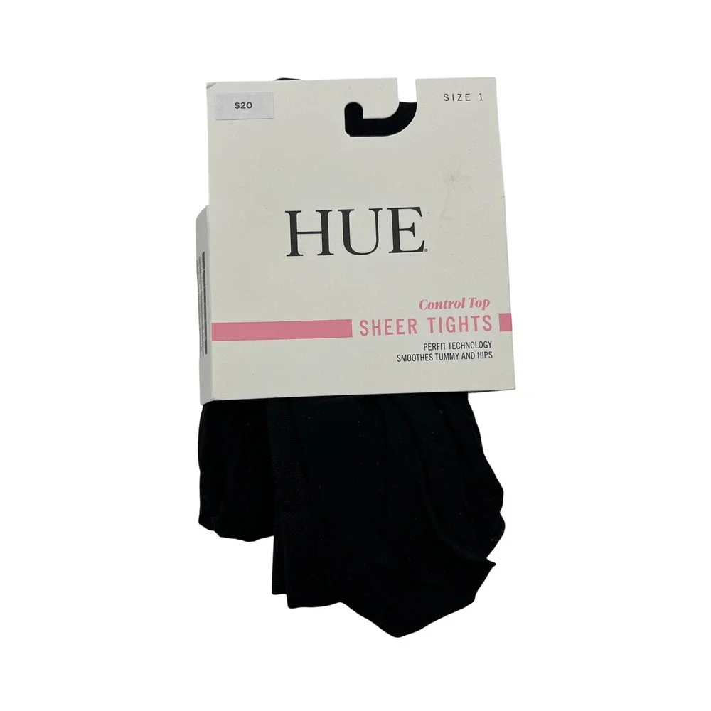 HUE Tights Women Size 1 Black Sheer Tights Control Top Perfit Technology U11231